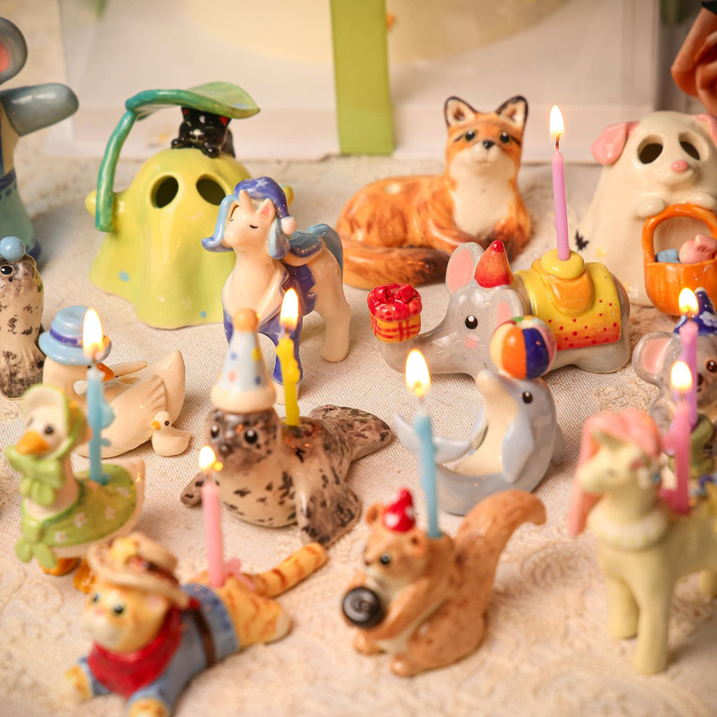 Custom Animal Cake Topper Personalized Pet Wedding Candle Holder Birthday Dragon Figurine Handmade Cute Gift for Kid Whimsical Forest Decor