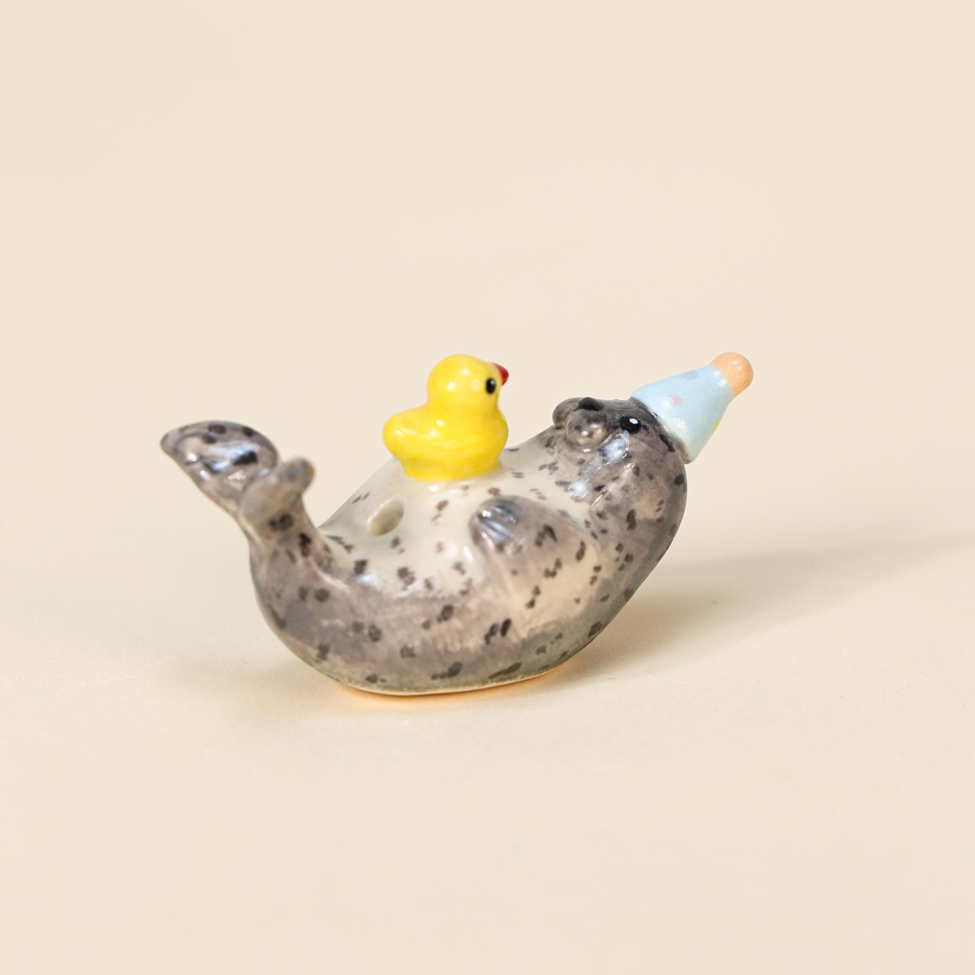Seal Wedding Cake Topper Handmade Ceramic Yellow Duck Candle Holder Wedding Gift Small Ornament Cute Animal Family Party Celebration Décor