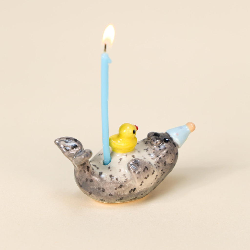 Seal Wedding Cake Topper Handmade Ceramic Yellow Duck Candle Holder Wedding Gift Small Ornament Cute Animal Family Party Celebration Décor