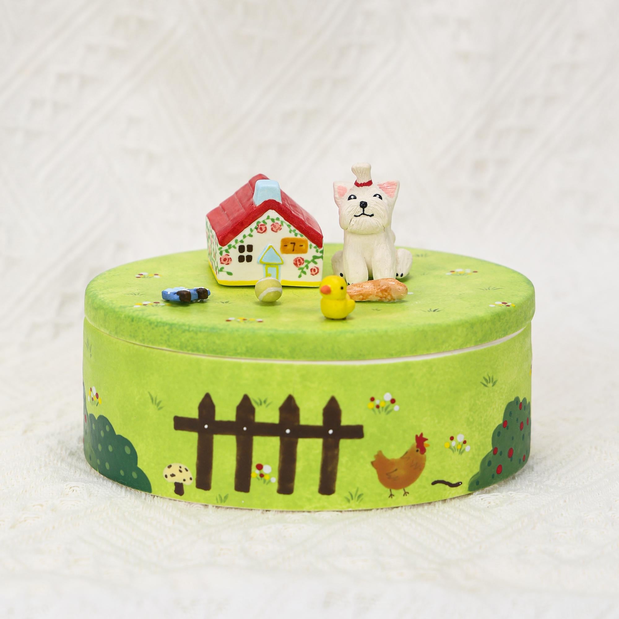 Custom Pet Memorial Urn Personalized Cat Dog House Figurines Green Garden Colorful Handpainted Pottery Urn Favorite Toys Pottery Pet Jar