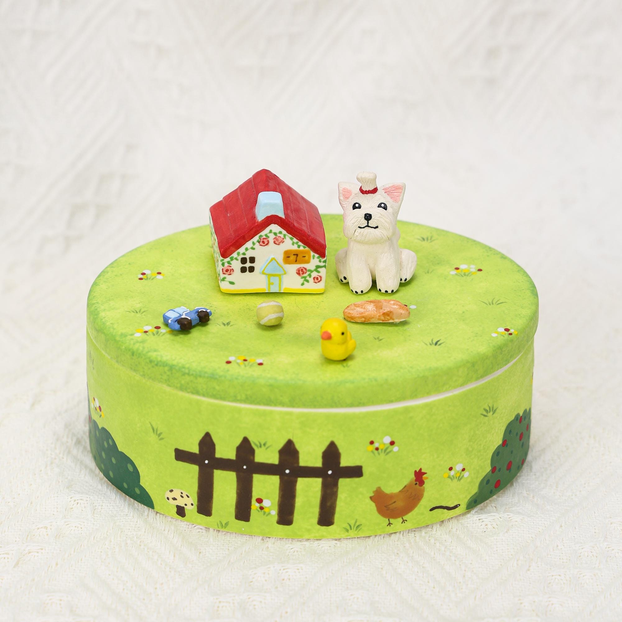 Custom Pet Memorial Urn Personalized Cat Dog House Figurines Green Garden Colorful Handpainted Pottery Urn Favorite Toys Pottery Pet Jar