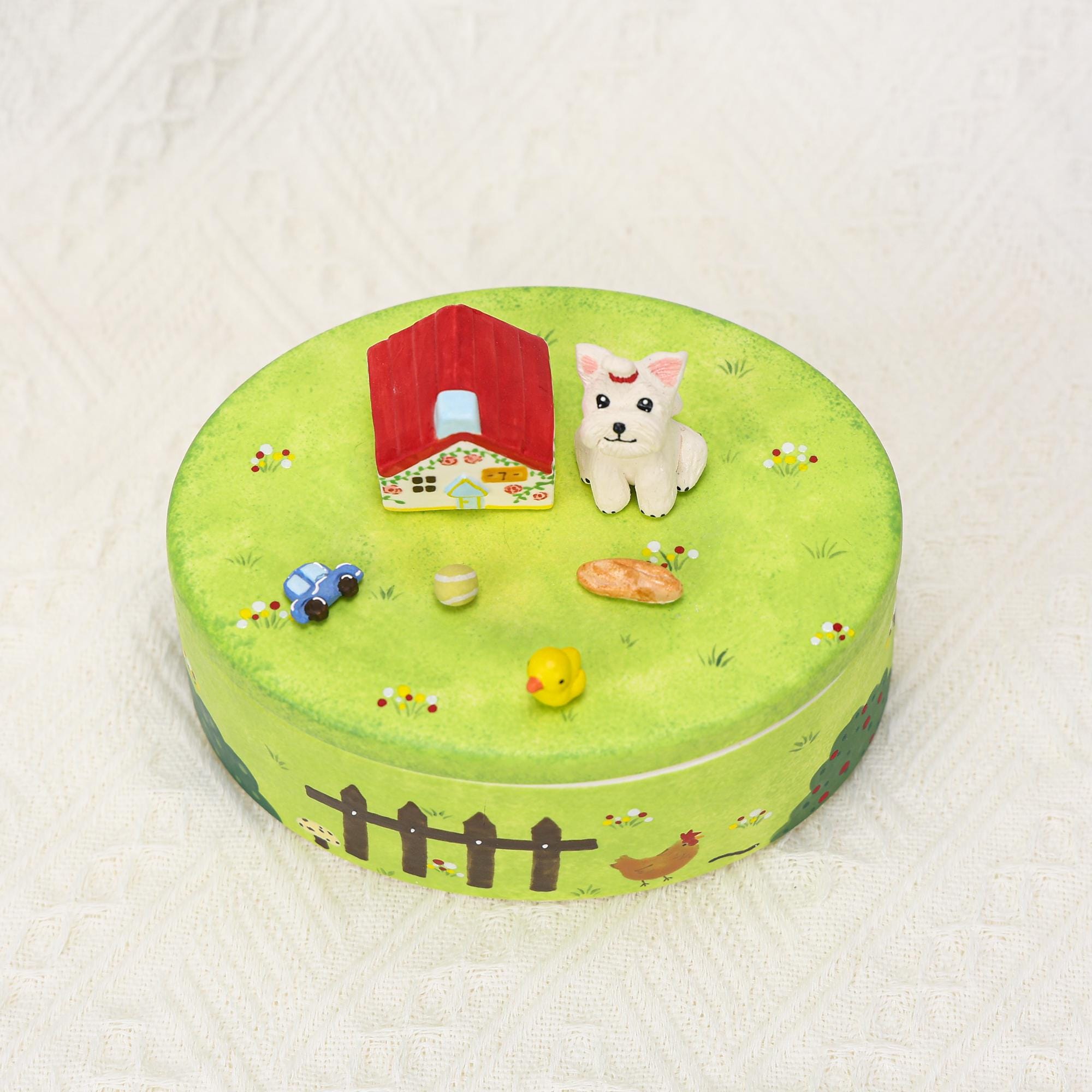 Custom Pet Memorial Urn Personalized Cat Dog House Figurines Green Garden Colorful Handpainted Pottery Urn Favorite Toys Pottery Pet Jar