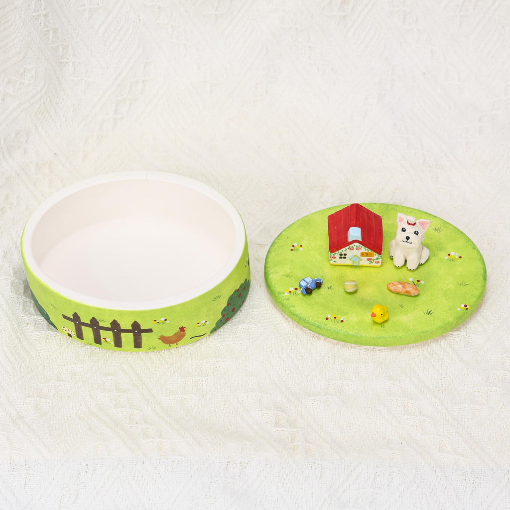 Custom Pet Memorial Urn Personalized Cat Dog House Figurines Green Garden Colorful Handpainted Pottery Urn Favorite Toys Pottery Pet Jar