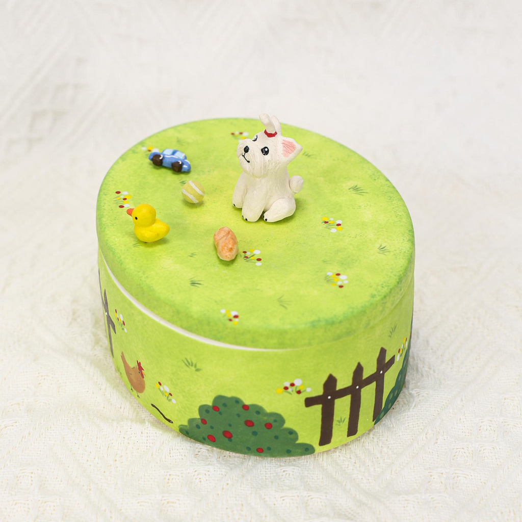 Custom Pet Memorial Urn Personalized Cat Dog House Figurines Green Garden Colorful Handpainted Pottery Urn Favorite Toys Pottery Pet Jar