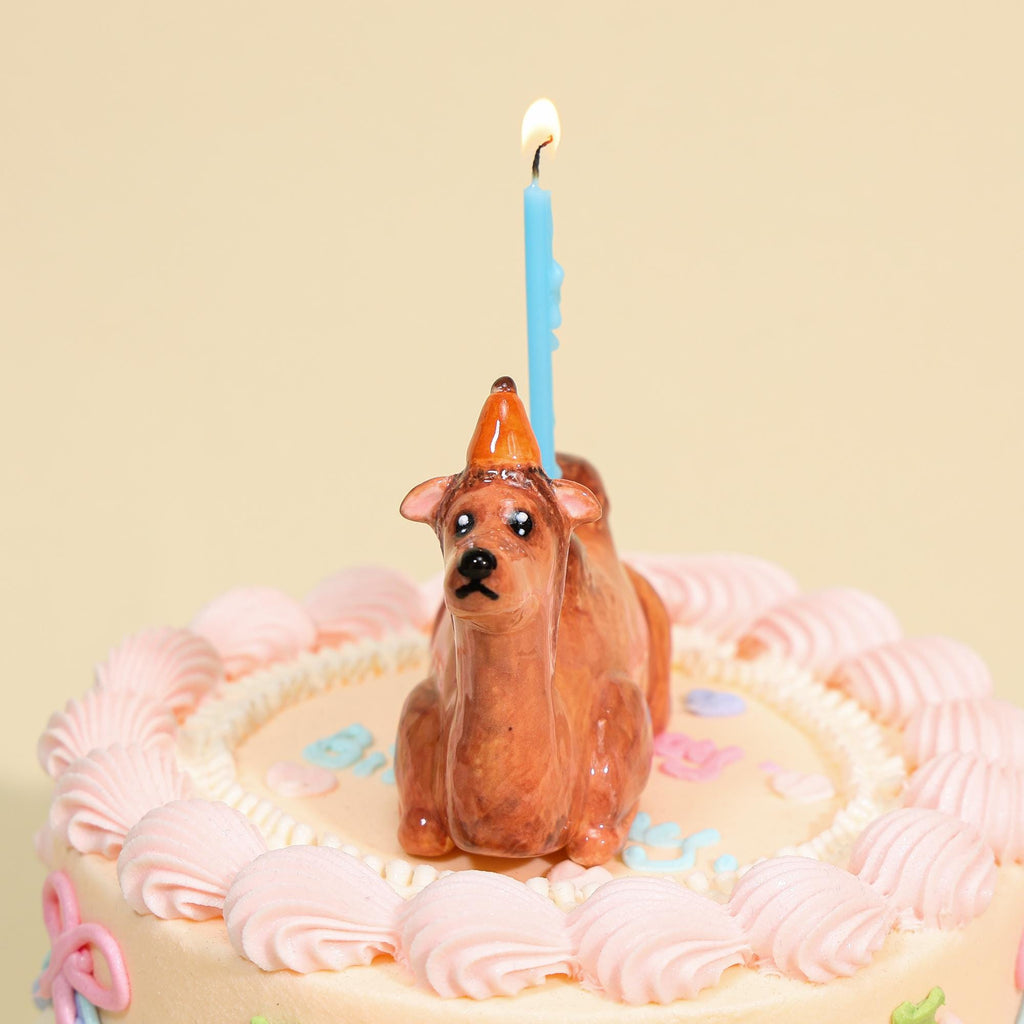 Handmade Ceramic Camel Cake Topper Cute Animal Figurine with Party Hat Happy Birthday Decoration Desert Theme Gift for Him Her Keepsake