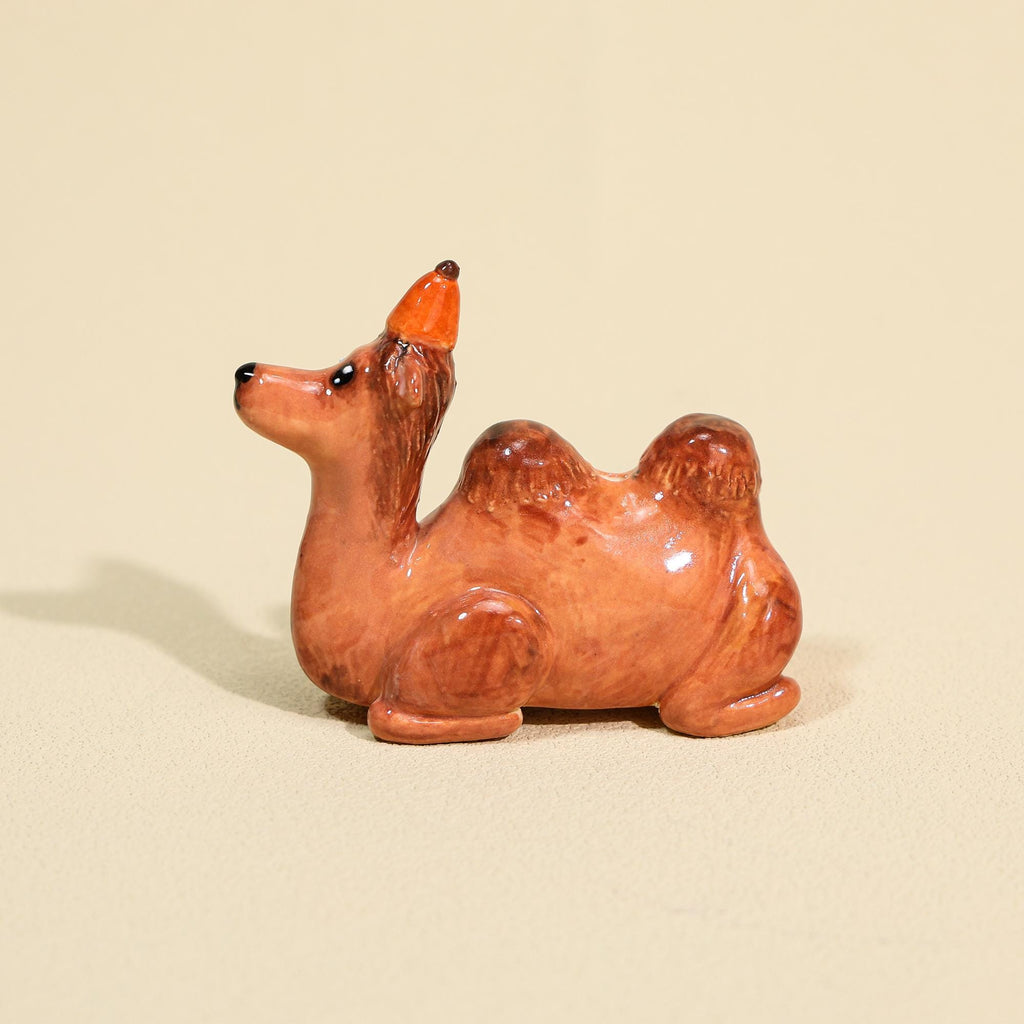Handmade Ceramic Camel Cake Topper Cute Animal Figurine with Party Hat Happy Birthday Decoration Desert Theme Gift for Him Her Keepsake