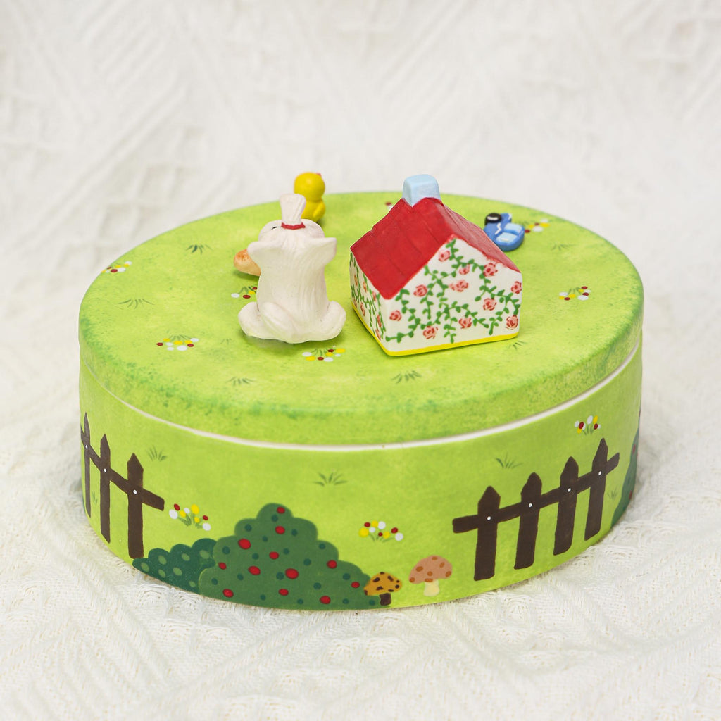 Custom Pet Memorial Urn Personalized Cat Dog House Figurines Green Garden Colorful Handpainted Pottery Urn Favorite Toys Pottery Pet Jar