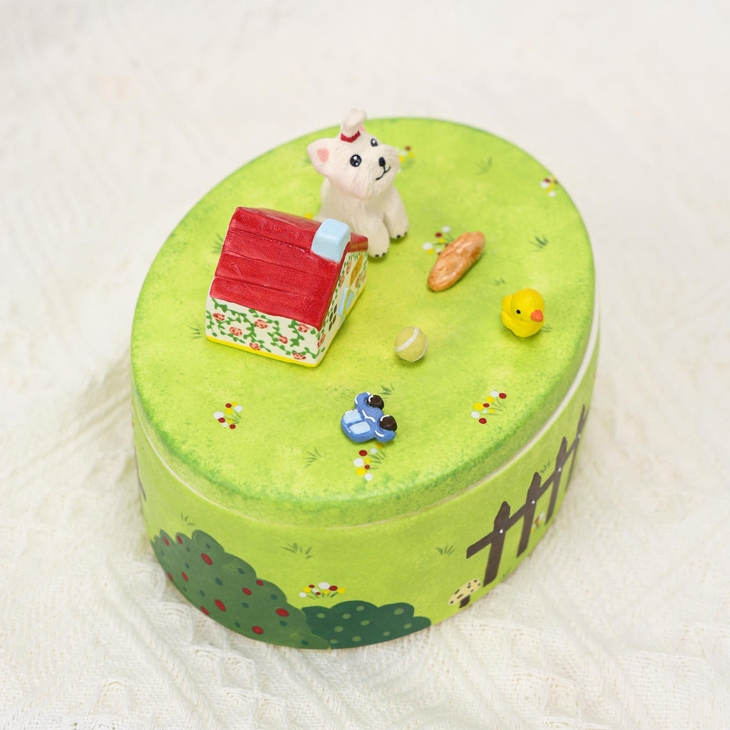 Custom Pet Memorial Urn Personalized Cat Dog House Figurines Green Garden Colorful Handpainted Pottery Urn Favorite Toys Pottery Pet Jar