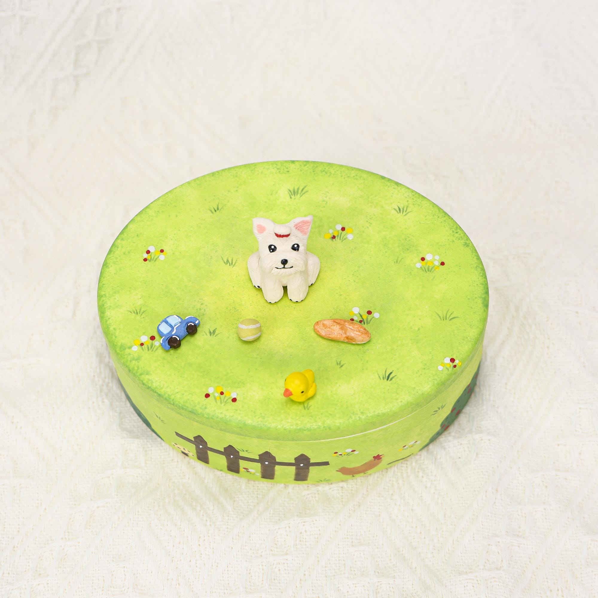 Custom Pet Memorial Urn Personalized Cat Dog House Figurines Green Garden Colorful Handpainted Pottery Urn Favorite Toys Pottery Pet Jar